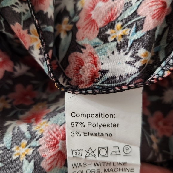 PRETTYGARDEN Long Puff Sleeve Floral Midi Bodycon Dress Size Large - Picture 9 of 11